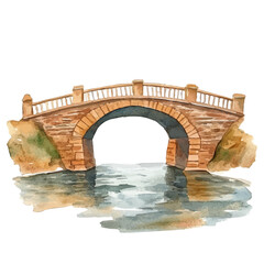 Santur Bridge, watercolor vector, isolated on a white background.