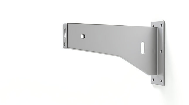 Metal bookshelf bracket with L-shape and mounting holes isolated  