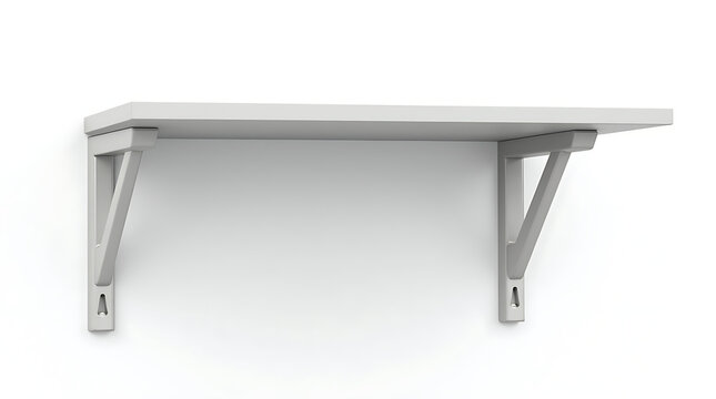 L-shaped metal bookshelf bracket with mounting holes in white   - Powered by Adobe