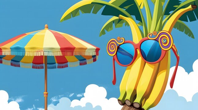 Cool Palm Tree Character &ndash; Banana Smile and Sunny Beach Vibes