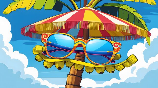 Cool Palm Tree Character &ndash; Banana Smile and Sunny Beach Vibes