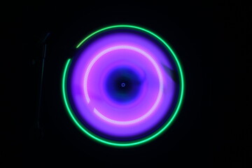 Music Dj concept. Trail of fire and smoke on vinyl record. Burning vinyl disk. Turntable vinyl record play Selective focus