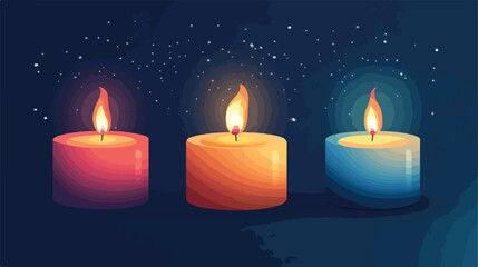 Stylish Decorative Candle Light Flat Vector Illustration