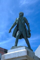 historical bronze Figure of Manuel Fernandes Tom&aacute;s a prominant liberal in Portugals revolution monument,  by artist Ant&oacute;nio Fernandes de S&aacute; inaugurated in August 1911