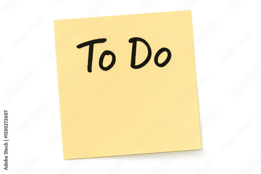 Poster sticky note with handwritten to do message on transparent background, perfect for task management an