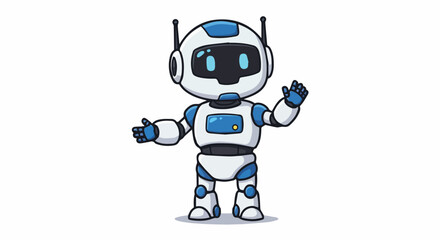 Cute Friendly Robot Waving Hello