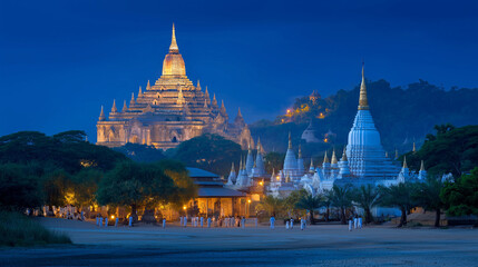 Sacred architecture illuminated by soft light