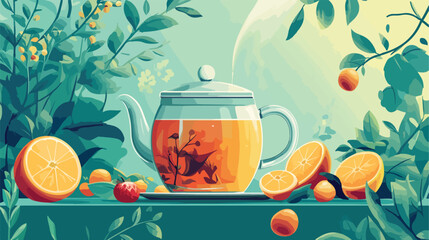 Detox Tea Poster Vector Illustration