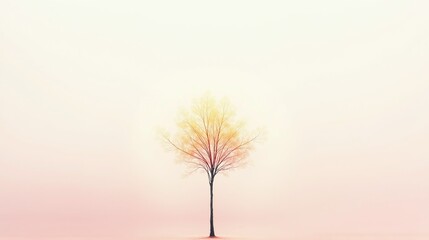 Fototapeta premium Solitary tree against a serene, ethereal backdrop.