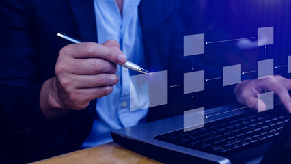 Business process and data management organigram, Design workflow automation with flowcharts, model...