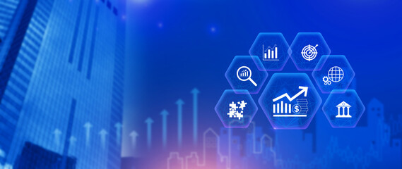 Fototapeta premium Finance Gdp growth strategy plan concept, finance and investment, Diversification management, Interest rate and dividend concept, returns tax profits