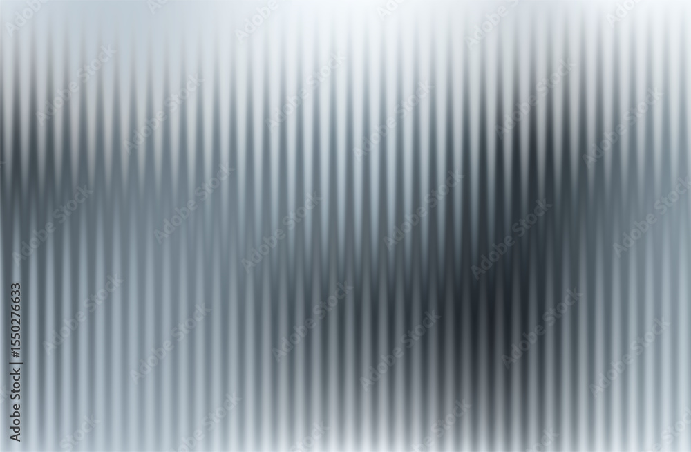 Poster vector gray blurred glass gradient background. vertical ribbed glass texture. abstract bg.