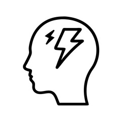 Outline of a head with lightning symbolizing medical conditions  