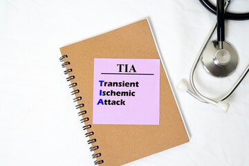 TIA - Transient Ischemic Attack writing concept on sticky notes isolated on white background....