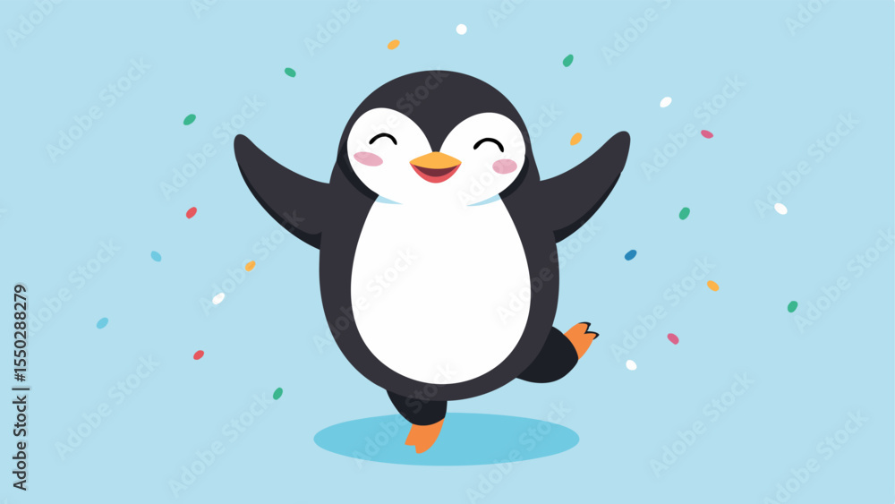 Poster dancing delight a jubilant penguin dancing with a big grin one flipper raised to the side as if invi
