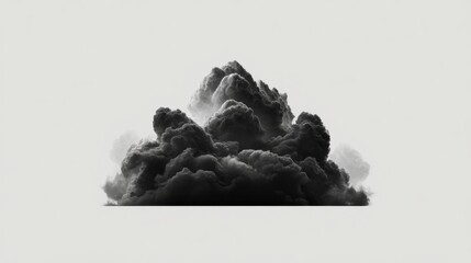 Obraz premium A dramatic black cloud formation against a minimalistic background, suitable for illustrating themes of storm, chaos, or drama in design projects, presentations, or editorial content,