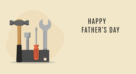 Father's Day greeting card design featuring tools for celebrating and honoring dads