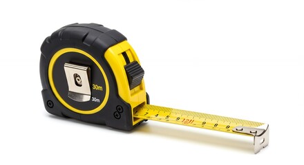 Measuring tape on white background