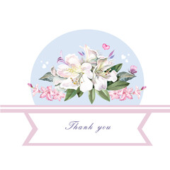 Greeting card with rhododendron flowers