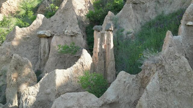 Morning Drone View of the Stob Pyramids Rock Formations in Bulgaria 13