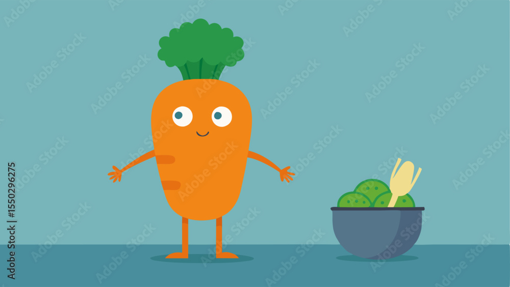 Poster body language the carrot positioned to the left gestures animatedly with one arm raised as if making