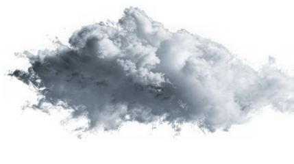 A fluffy cumulus cloud isolated on transparent background, perfect for design projects