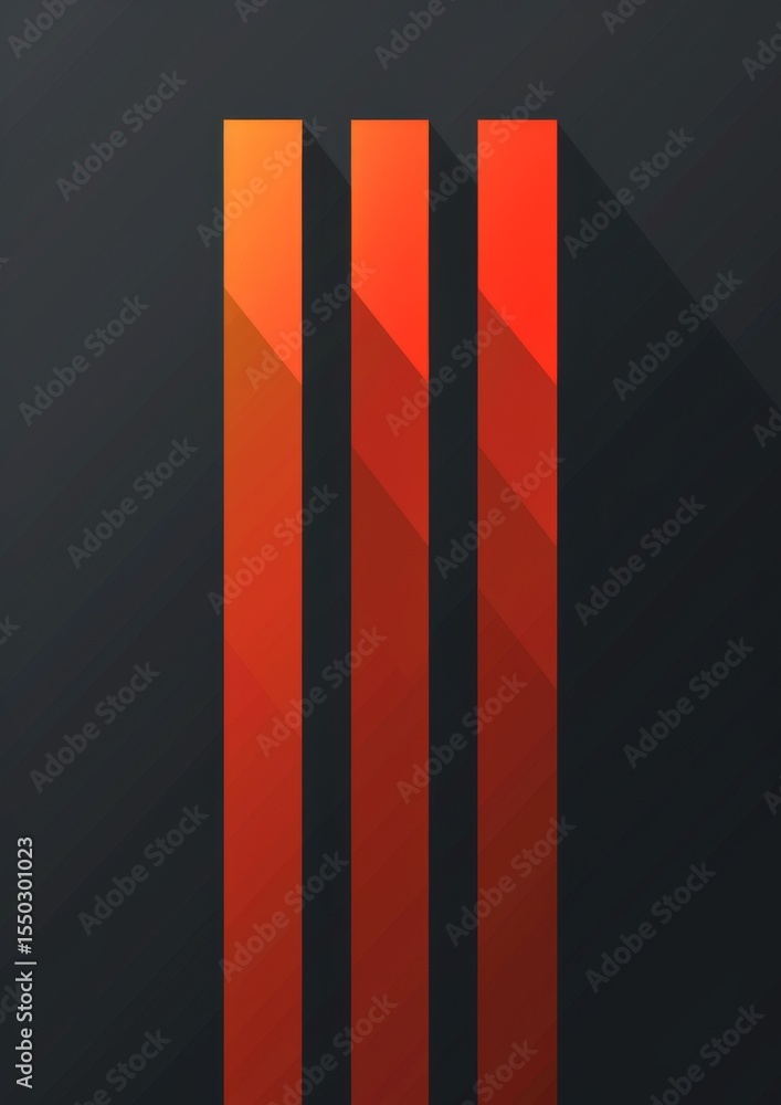 Poster minimalistic pattern of four vertical red bars on a dark background