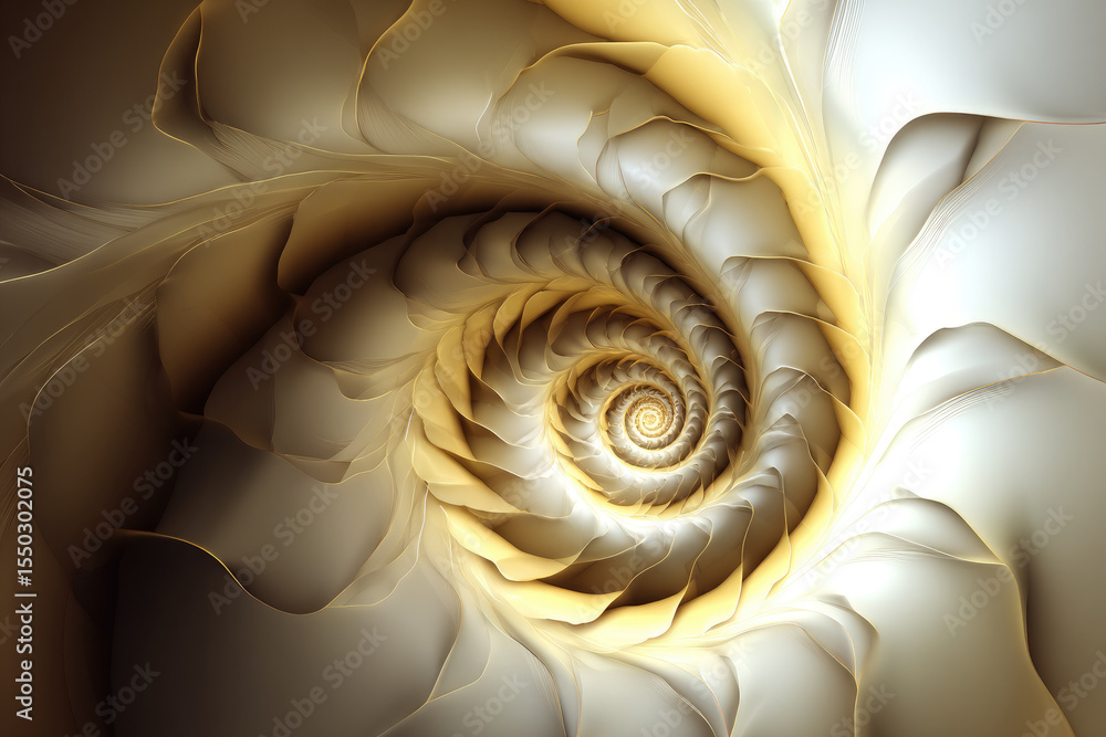Aufkleber abstract spiral pattern beige and cream color fractal design smooth texture hypnotic and calming dig