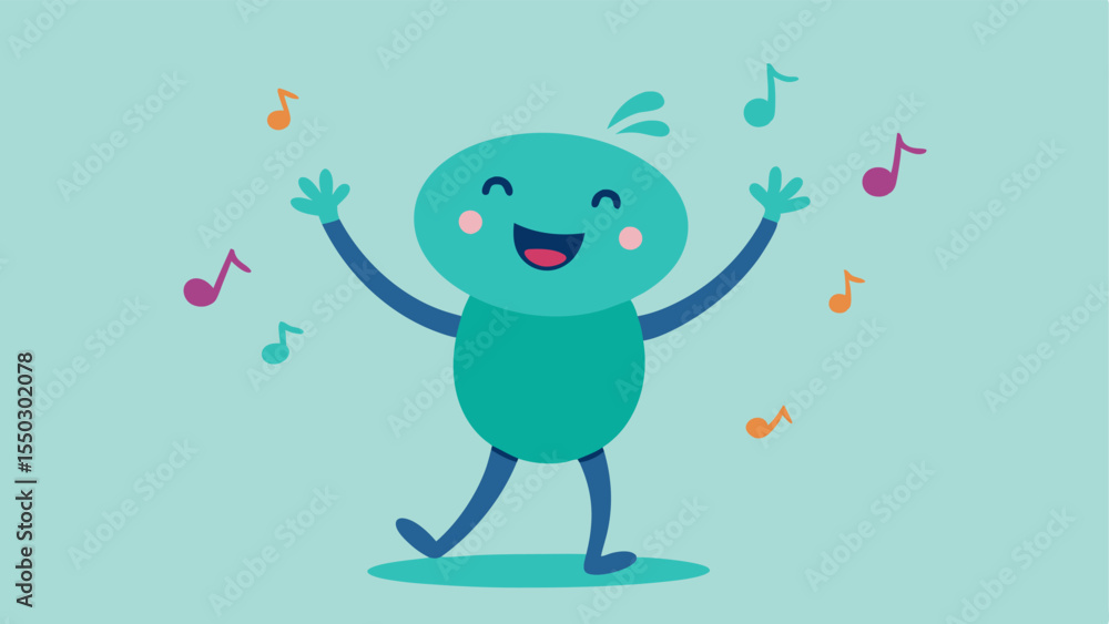 Poster dancing character a whimsical character is depicted middance twirling with one arm extended and the 
