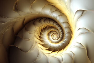 Obraz premium Abstract spiral pattern beige and cream color fractal design smooth texture hypnotic and calming digital art synthetic pattern logic spiral modern background