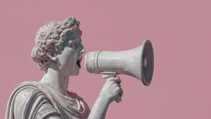  Ancient Greek sculpture of a woman with a megaphone