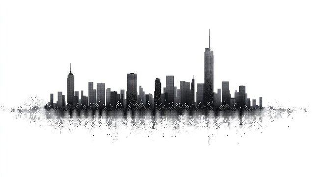 Fototapeta Silhouette of a modern city skyline