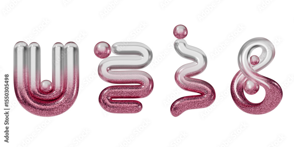 Poster decoration geometry set pink element for design pack isolated background 3d rendering