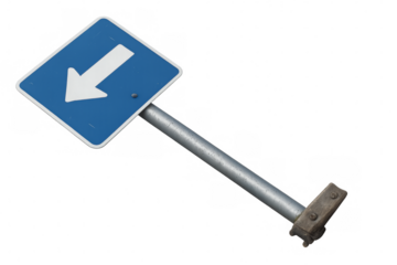 Diagonal downward pointing keep left sign with transparent background