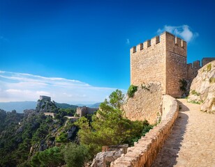 Obraz premium ancient prison stone fortress and medieval castle wall in xativa europe