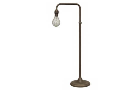 Vintage floor lamp illuminating with transparent background