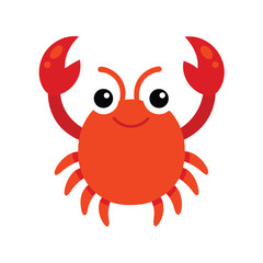 Cute crab waving with claws raised Vector illustration