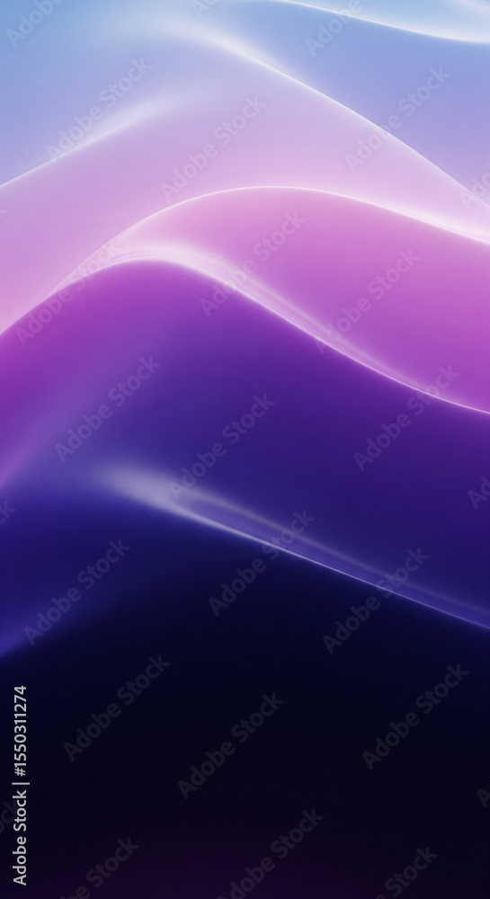 Aufkleber Abstract image of flowing, gradient waves in blue, purple, and pink hues, creating a smooth and dynamic visual effect, ideal for background or design element