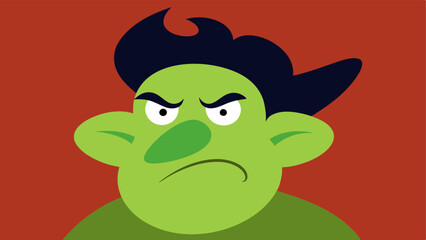 Fototapeta premium Dramatic Disgust A character with a flat scrunched nose and curled lip squinting as if repulsed. Their eyebrows are pointed down and together and they are dramatically leaning back