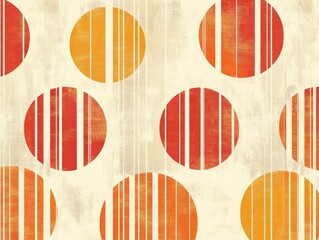 Abstract pattern of circles with vertical stripes in warm tones