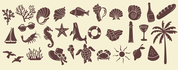 	
Summer coastal hand drawn vector illustration	

