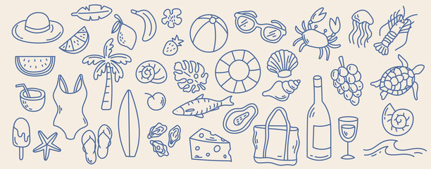 	
Summer coastal hand drawn vector illustration	
