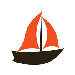 Sailboat sailing smoothly with full sails Vector illustration