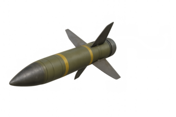 Air-to-surface missile flying with transparent background