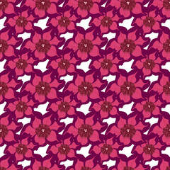 Simple flowers in flat style. Seamless pattern. Vector illustration.