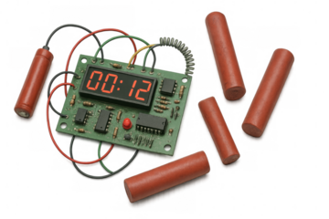 Time bomb counting down on transparent background