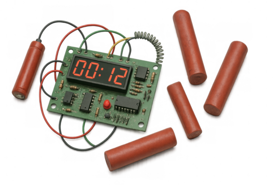 Time bomb counting down on transparent background