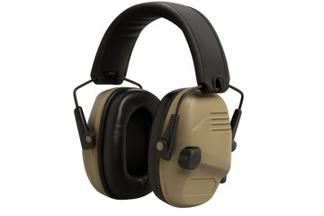 Protective earmuffs isolated on transparent background: enhancing workplace safety