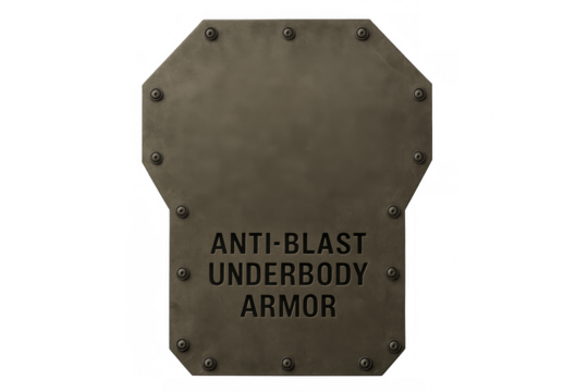 Anti-blast underbody armor protecting from explosions with transparent background