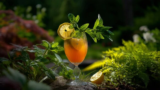 Refreshing beverage with a zesty lemon slice garnish served in a clear glass on tabletop